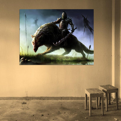 Orc Rider Warg Awesome Dark Fantasy Painting Art Wall Art Print Poster