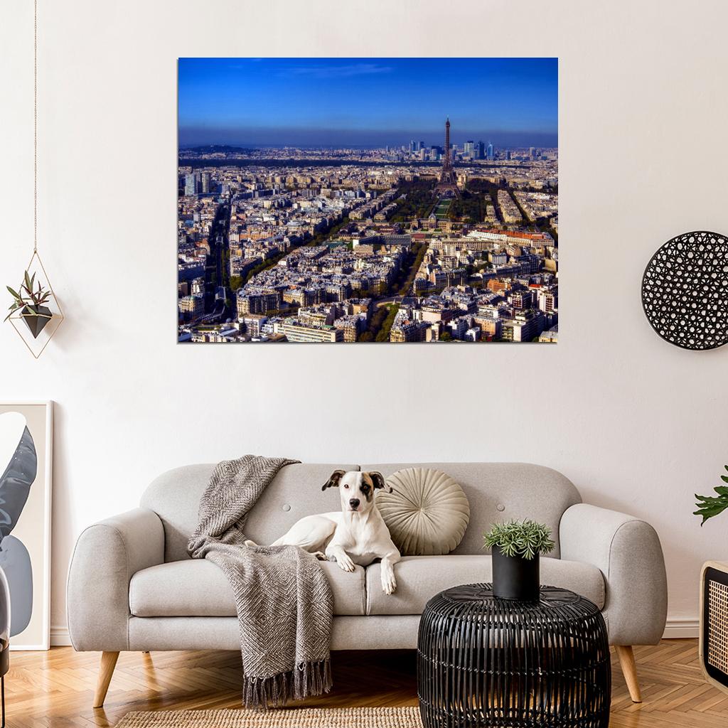 Paris France Skyline City Landscape Eiffel Tower Wall Art Print Poster