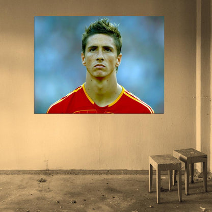 Fernando Torres Spain Portrait Football Soccer Wall Art Print Poster