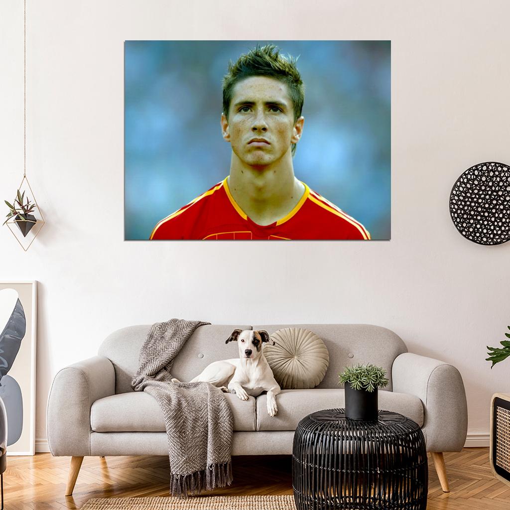 Fernando Torres Spain Portrait Football Soccer Wall Art Print Poster