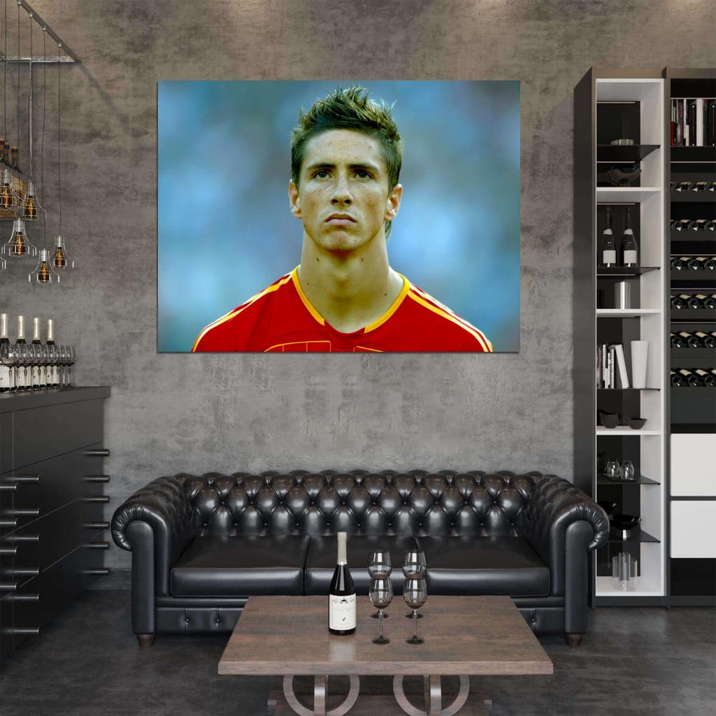 Fernando Torres Spain Portrait Football Soccer Wall Art Print Poster