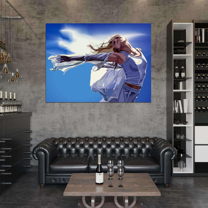 Beautiful Cute Blonde Girl Painting Wind Freedom Hot Art Wall Art Print Poster