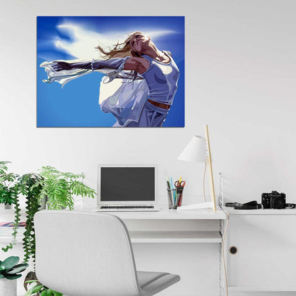 Beautiful Cute Blonde Girl Painting Wind Freedom Hot Art Wall Art Print Poster