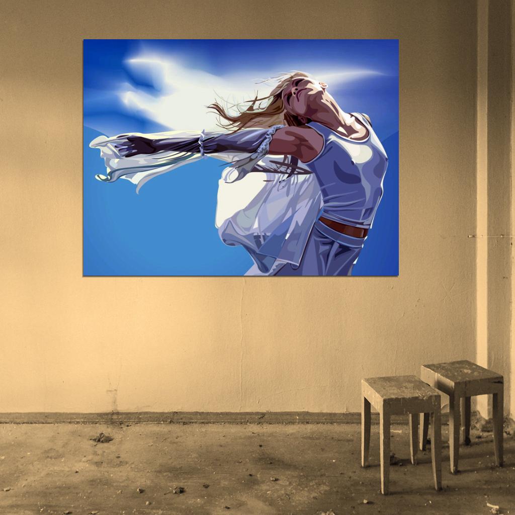 Beautiful Cute Blonde Girl Painting Wind Freedom Hot Art Wall Art Print Poster