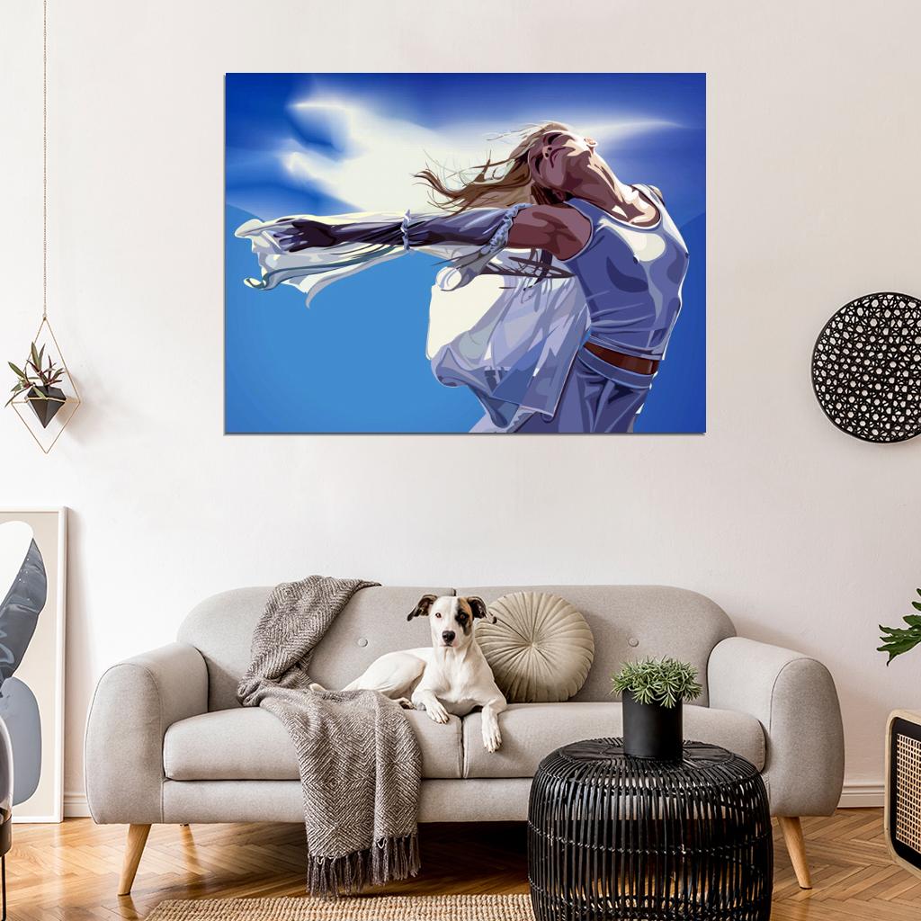 Beautiful Cute Blonde Girl Painting Wind Freedom Hot Art Wall Art Print Poster