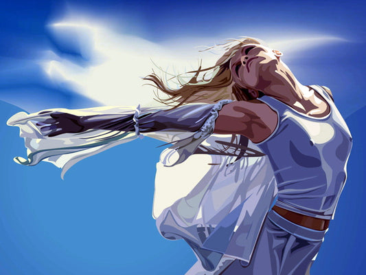 Beautiful Cute Blonde Girl Painting Wind Freedom Hot Art Wall Art Print Poster