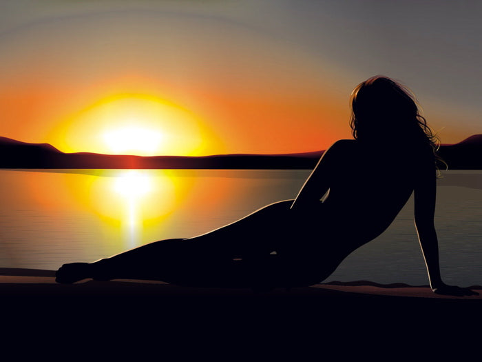 Beautiful Sunset Hot Girl Beach Amazing Art Wall Art Print Poster