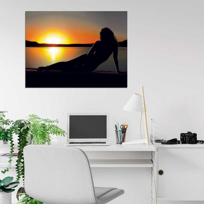 Beautiful Sunset Hot Girl Beach Amazing Art Wall Art Print Poster