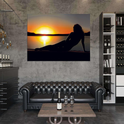 Beautiful Sunset Hot Girl Beach Amazing Art Wall Art Print Poster