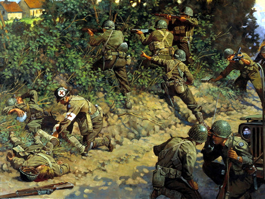 World War II D-Day Normandy WW2 Painting Art Soldiers Wall Art Print Poster