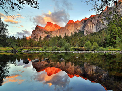 Yosemite National Park California Amazing Lake Mountains Beautiful Natute Landscape Wall Art Print Poster