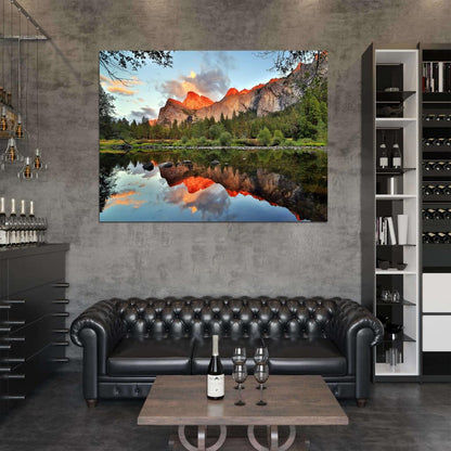 Yosemite National Park California Amazing Lake Mountains Beautiful Natute Landscape Wall Art Print Poster