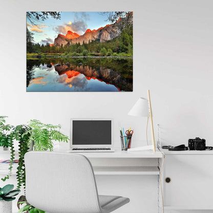 Yosemite National Park California Amazing Lake Mountains Beautiful Natute Landscape Wall Art Print Poster