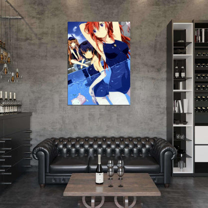 Ano Natsu de Matteru Waiting in the Summer Hot Wet Girls Sexy Swimsuit Anime Manga Art Wall Art Print Poster