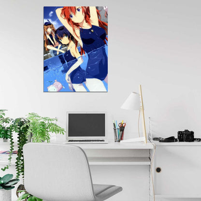 Ano Natsu de Matteru Waiting in the Summer Hot Wet Girls Sexy Swimsuit Anime Manga Art Wall Art Print Poster
