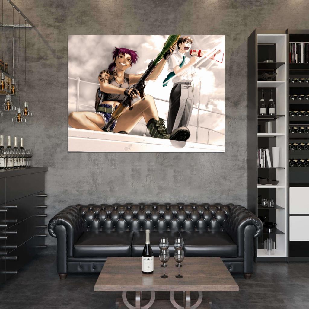 Revy Rock Black Lagoon Weapon Hot Anime Manga Art Wall Art Print Poster