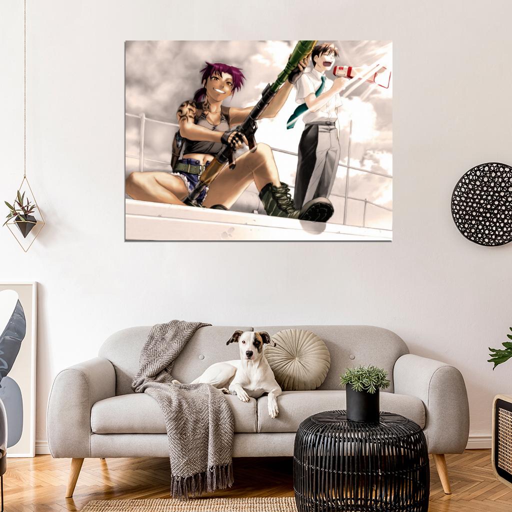 Revy Rock Black Lagoon Weapon Hot Anime Manga Art Wall Art Print Poster