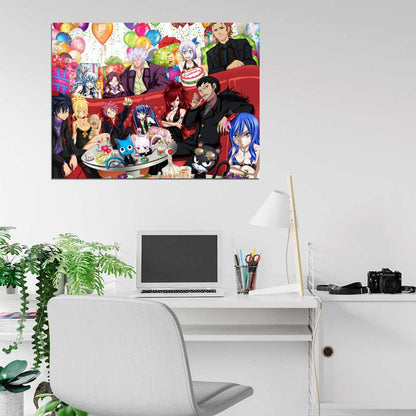 Fairy Tail Cast Characters Lucy Heartfilia Happy Erza Scarlet Natsu Dragneel Gray Fullbuster Juvia Loxar Gajeel Redfox Wall Art Print Poster