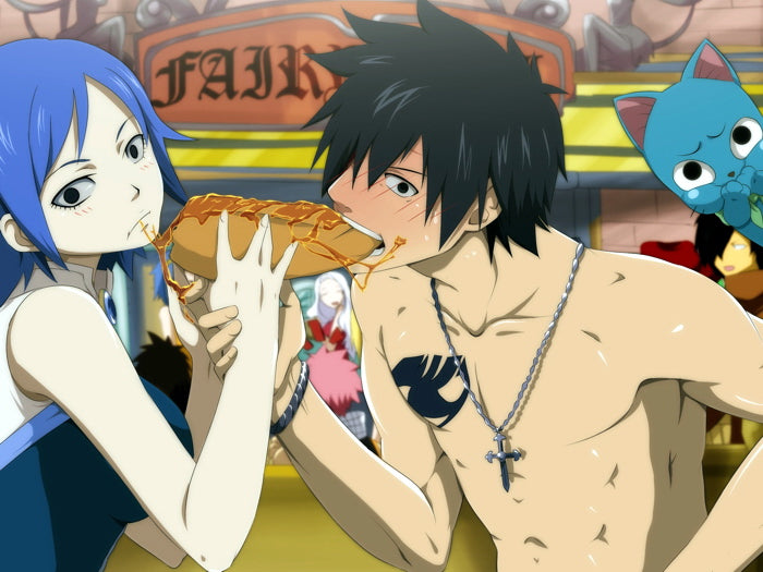 Fairy Tail Gray Fullbuster Juvia Loxar Happy Funny Anime Manga Art Wall Art Print Poster