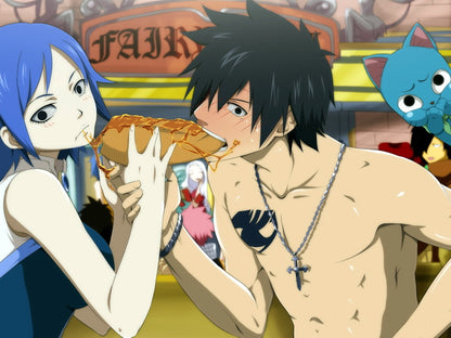 Fairy Tail Gray Fullbuster Juvia Loxar Happy Funny Anime Manga Art Wall Art Print Poster