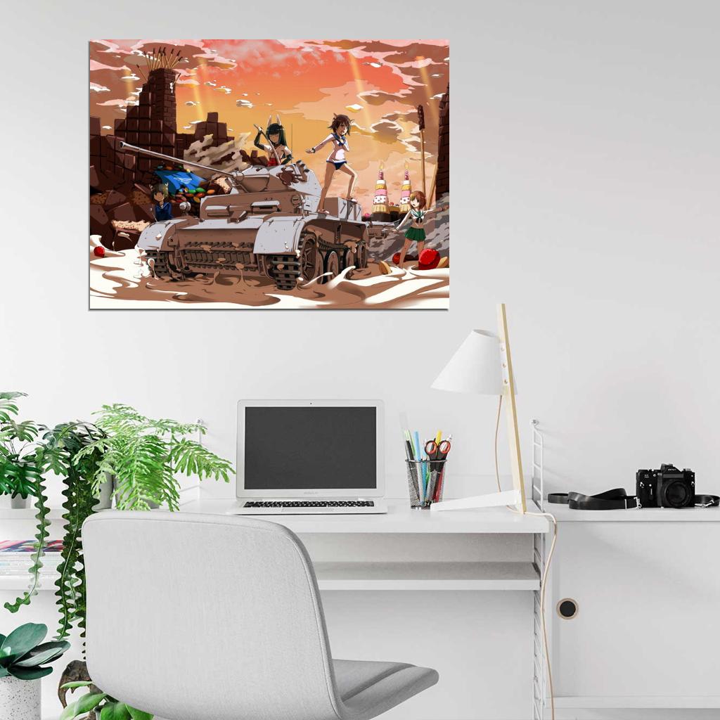 Girls und Panzer Strike Witches Tomoko Yoshika Miho Haruka Anime Manga Art Wall Art Print Poster