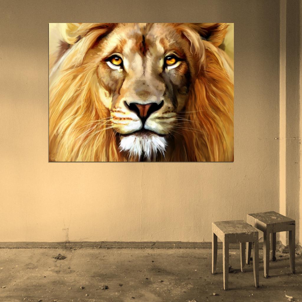 Beautiful Lion Painting Art Wall Art Print Poster