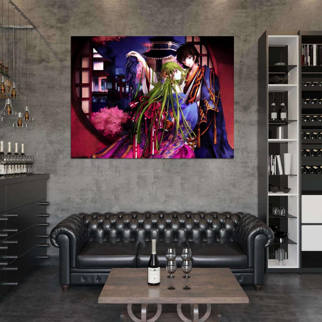 Code Geass Lelouch C C Beautiful Hair Anime Manga Art Wall Art Print Poster