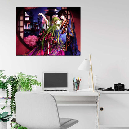 Code Geass Lelouch C C Beautiful Hair Anime Manga Art Wall Art Print Poster