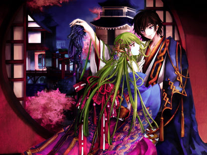 Code Geass Lelouch C C Beautiful Hair Anime Manga Art Wall Art Print Poster