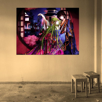 Code Geass Lelouch C C Beautiful Hair Anime Manga Art Wall Art Print Poster