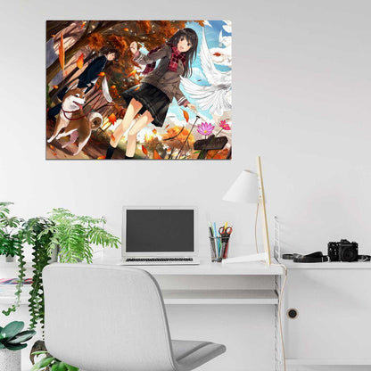 Cute Girl Beautiful Painting Doves Dog Amazing Anime Manga Art Wall Art Print Poster