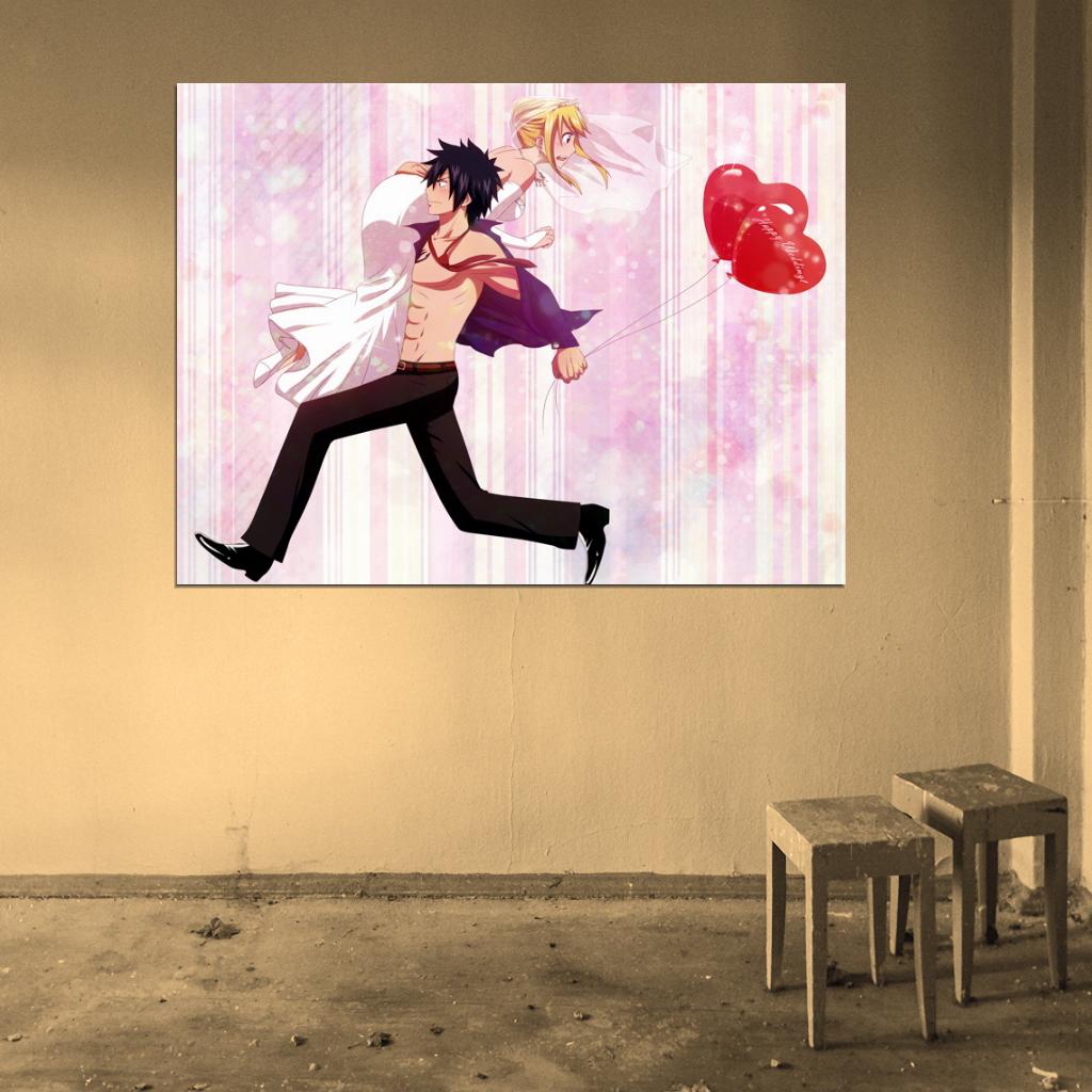 Fairy Tail Lucy Heartfilia Gray Fullbuster Anime Manga Art Wall Art Print Poster
