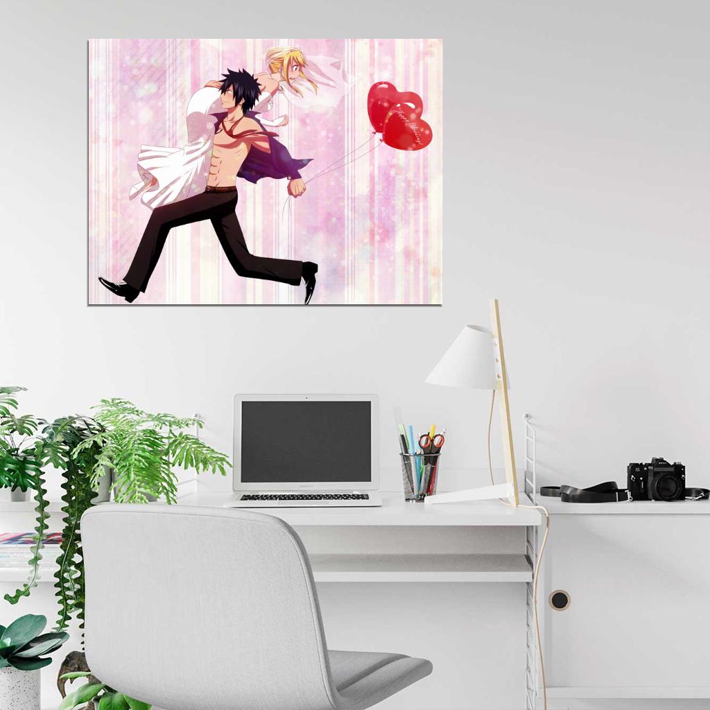 Fairy Tail Lucy Heartfilia Gray Fullbuster Anime Manga Art Wall Art Print Poster