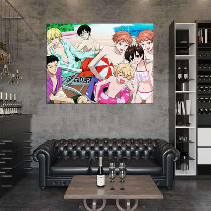 Ouran High School Host Club Funny Beach Anime Manga Art Wall Art Print Poster