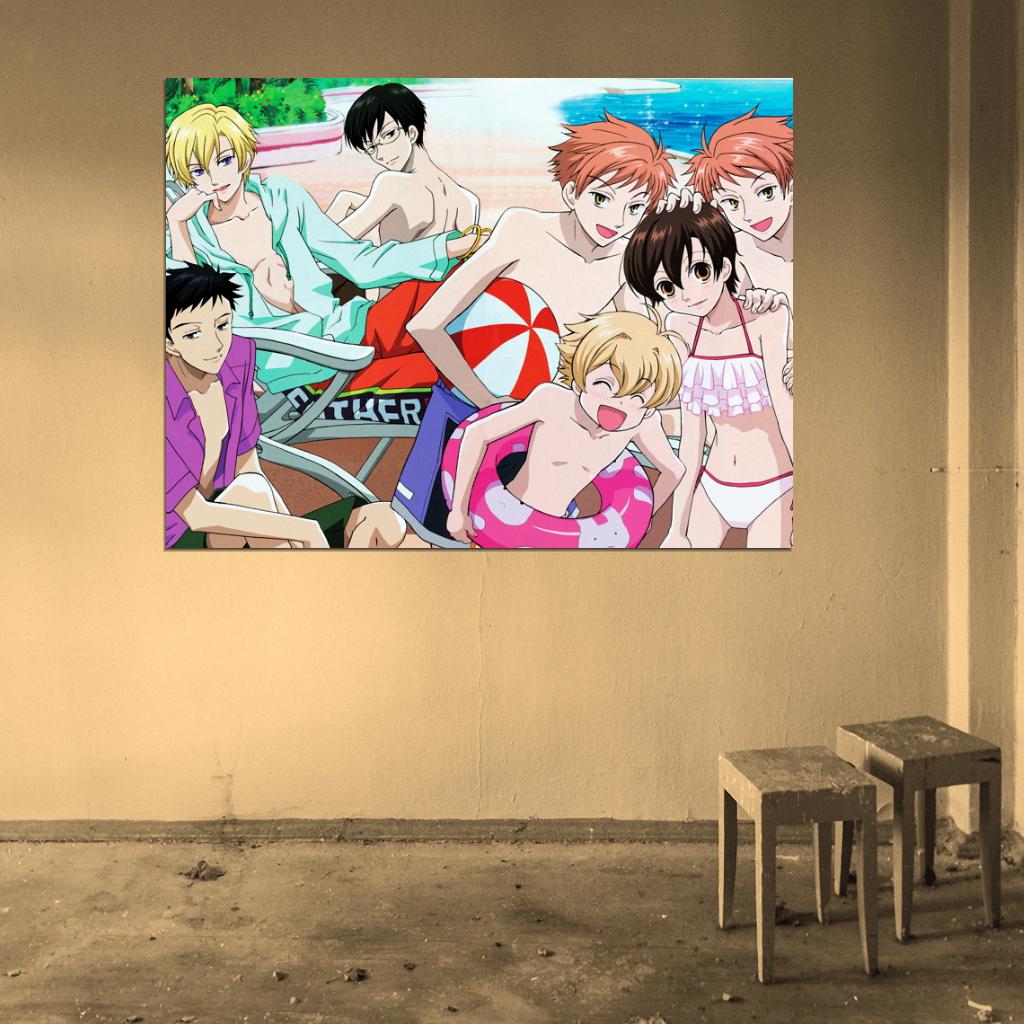 Ouran High School Host Club Funny Beach Anime Manga Art Wall Art Print Poster