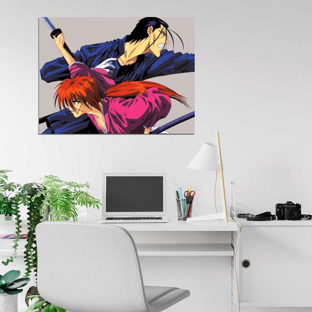 Samurai X Rurouni Kenshin Himura Saito Hajimе Amazing Anime Manga Art Wall Art Print Poster