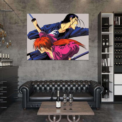 Samurai X Rurouni Kenshin Himura Saito Hajimе Amazing Anime Manga Art Wall Art Print Poster