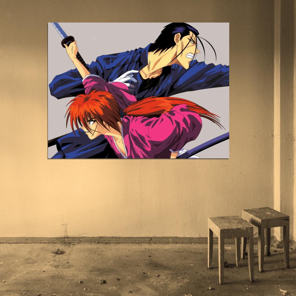 Samurai X Rurouni Kenshin Himura Saito Hajimе Amazing Anime Manga Art Wall Art Print Poster