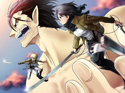 Shingeki No Kyojin Mikasa Ackerman Armin Arelet Eren Jaeger Titan Anime Manga Art Wall Art Print Poster