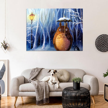 My Neighbor Totoro Umbrella Snow Painting Anime Manga Art Wall Art Print Poster