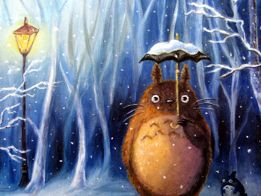 My Neighbor Totoro Umbrella Snow Painting Anime Manga Art Wall Art Print Poster