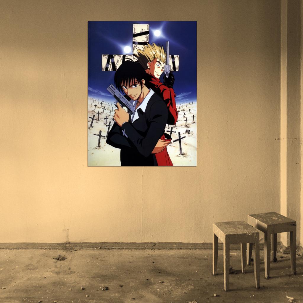Trigun Nicholas D Wolfwood Vash The Stampede Anime Manga Art Wall Art Print Poster