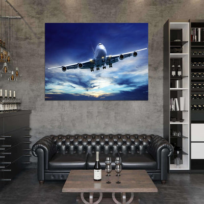Boeing Airliner Beautiful Airplane Blue Sky Aircraft Wall Art Print Poster