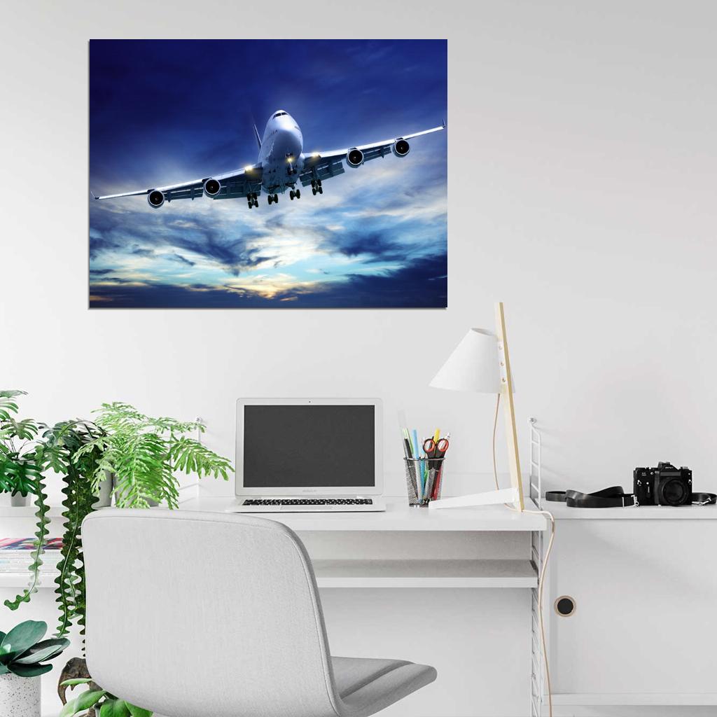 Boeing Airliner Beautiful Airplane Blue Sky Aircraft Wall Art Print Poster