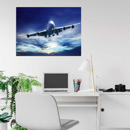 Boeing Airliner Beautiful Airplane Blue Sky Aircraft Wall Art Print Poster