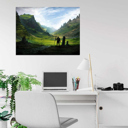 Pilgrim Traveler Epic Fantasy Painting Landscape Art Wall Art Print Poster