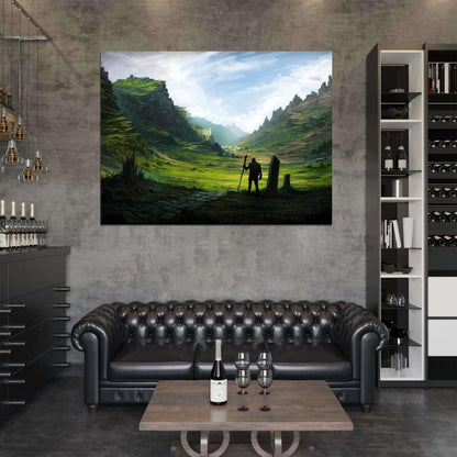 Pilgrim Traveler Epic Fantasy Painting Landscape Art Wall Art Print Poster