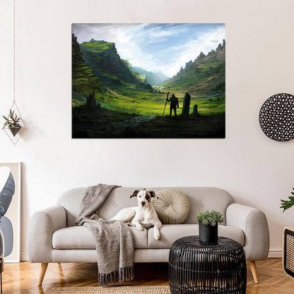 Pilgrim Traveler Epic Fantasy Painting Landscape Art Wall Art Print Poster