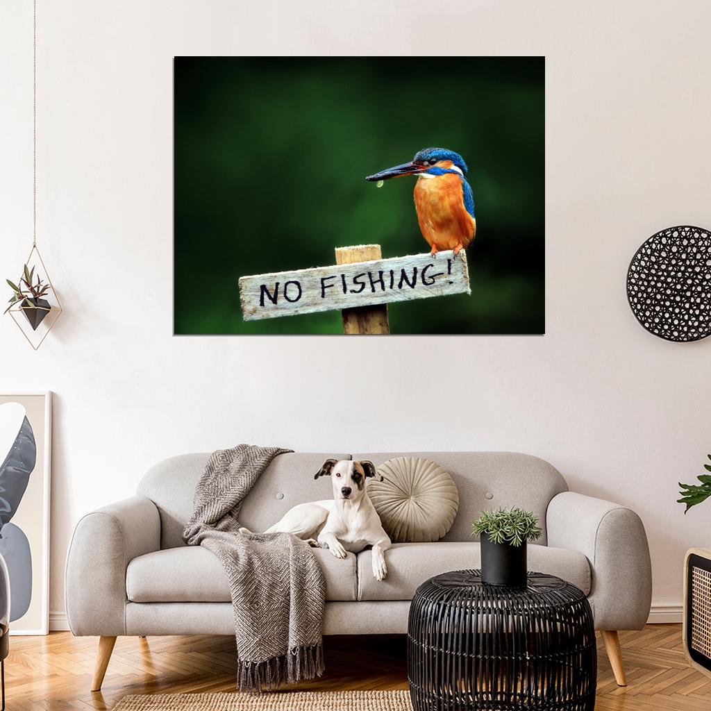 Alcedo Atthis Kingfisher Beautiful Bird Funny Animal Nature Wall Art Print Poster