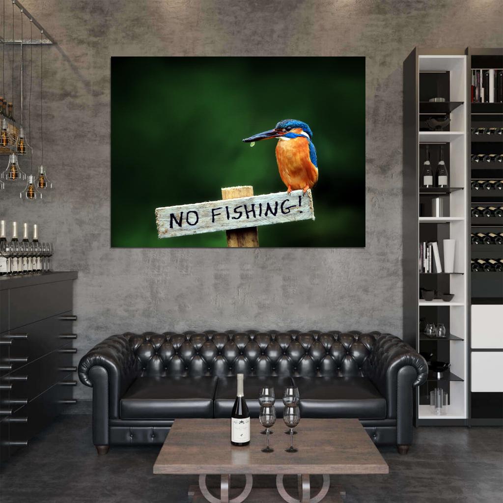 Alcedo Atthis Kingfisher Beautiful Bird Funny Animal Nature Wall Art Print Poster